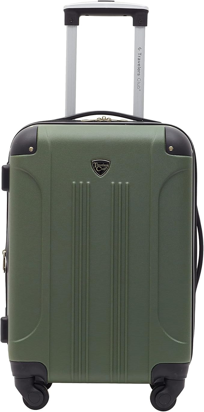 Travelers Club Chicago Hardside Expandable Spinner Luggage, Thyme Green, 22" Carry-On