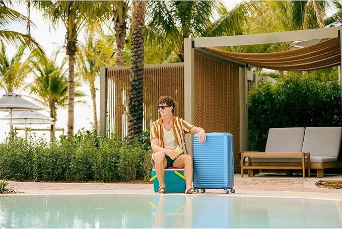 American Tourister Stratum 3.0 Large 28-Inch Spinner, Airline Approved, Durable Hardside Luggage, Expands 1.5", RightHeight™ Adjustable Handle, Elemental Blue