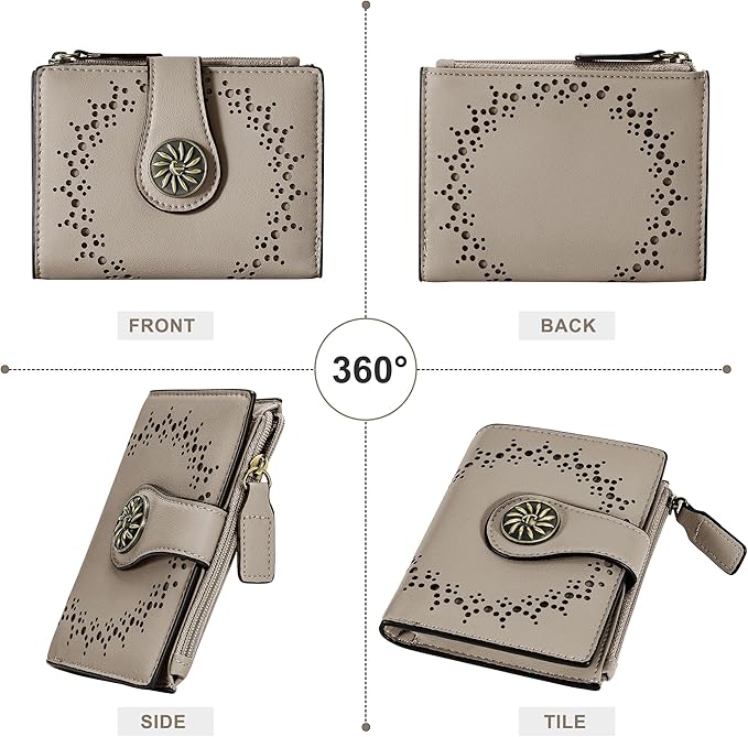Tipmile Small Wallet for Women Bifold RFID Blocking Card Holder Leather Wallets with Zipper Coin Pocket