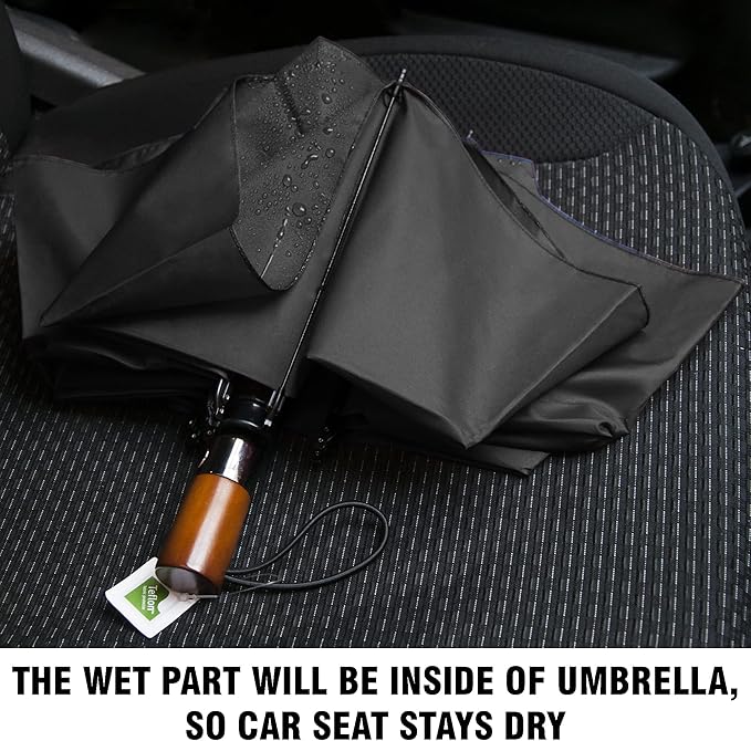 Raintrend Windproof Travel Umbrellas for Rain Automatic +10% Bigger Canopy Strong Frame Compact Folding Portable Umbrella for Women Men Backpack Purse