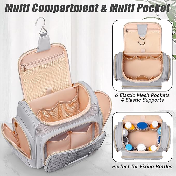 Large Toiletry Bag for Women Men,Bathroom Bag,Water Resistant Shower Bag,Makeup Bag,Portable Shower Caddy for College Dorm,Hanging Travel Toiletry Bag with Transparent Waterproof Phone Pocket