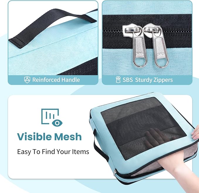 Compression Packing Cubes for Travel, Lightweight Vacation Travel Essentials, Travel Accessories for Suitcase Organizer Bags Set, Durable Luggage Organizer
