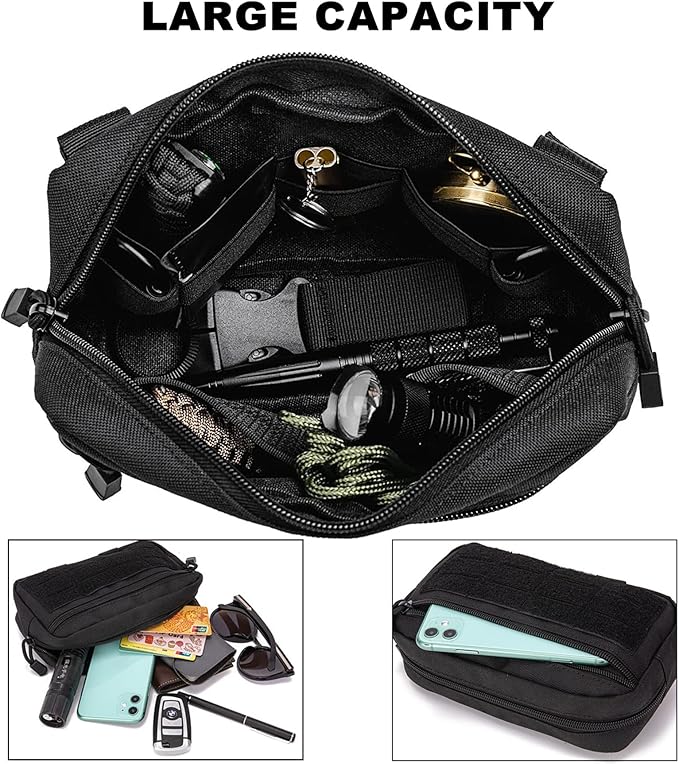 Tactical Molle Pouch, Multi-Purpose EDC Admin Pouch Utility Gadget Gear Backpack Military Waist Bag for Outdoor, Hunting, Traveling, Hiking