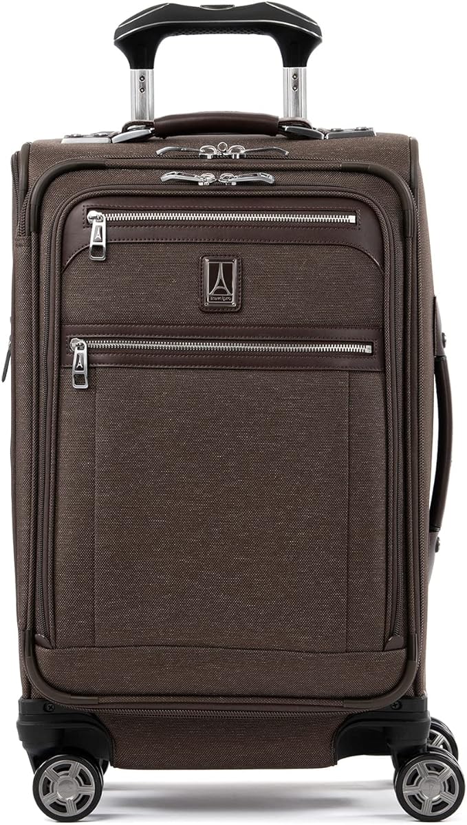 Travelpro Platinum Elite Softside Expandable Carry on Luggage, 8 Wheel Spinner Suitcase, USB Port, Suiter, Men and Women, Rich Espresso Brown, Carry On 21-Inch