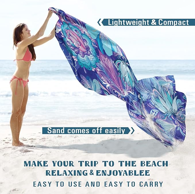 Famstar Beach Blanket Sandproof Waterproof 78''×110'' 1-7Adults Oversized,Compact Lightweight Durable Beach Mat for Travel Camping Hiking Picnic Blanket