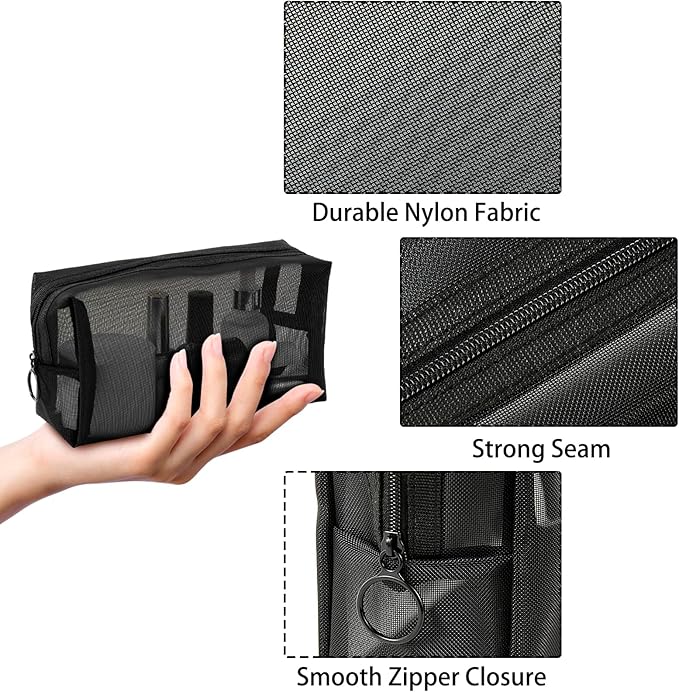 Unoutur pouch,Mesh Cosmetic Bag Portable Makeup Pouch Travel Toiletry Bag for Makeup Organizer Home Office Travel Accessories,6 Pieces Mesh Makeu