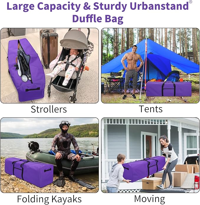 Urbanstand 52 Inch Large Duffle Bag for Travel Camping Sport Equipment Storage Bag with 2-way Lockable Zippers (Purple 2Pack)