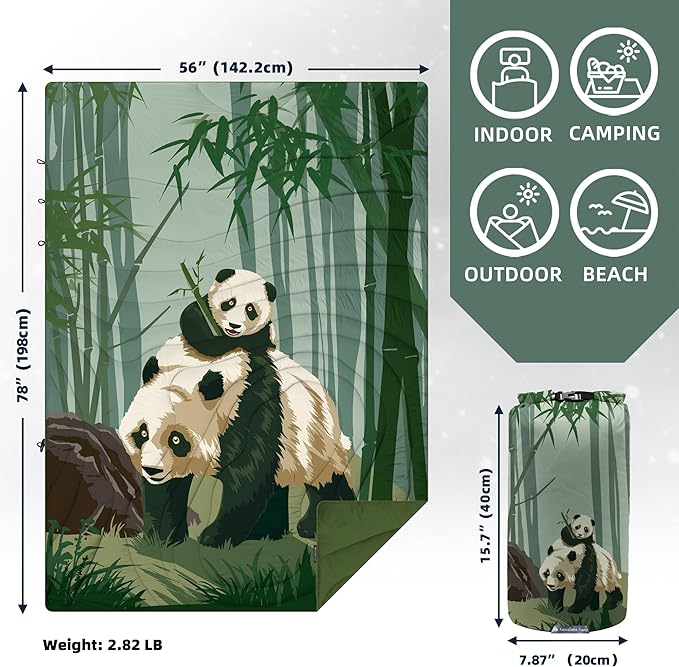 Camping Blanket Puffy - Outdoor Stadium Blanket Wearable, Lightweight, Packable, Machine Washable Camping Quilt for Traveling, Picnic, Beach, Party 78"x 56" (Bamboo Green)