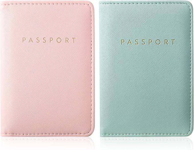 2 Pcs Passport Cover Holder for Travel Waterproof Leather Passport Wallet Case Book Travel Cruise Essentials for Women Men | 2 Pieces, Bridal, Holder, Waterproof, Holder Covers, Travel Wallet