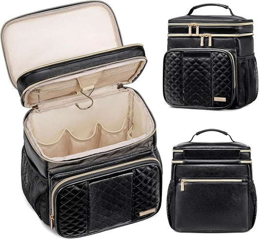 Large Leather Toiletry Bag for Women Men,Bathroom Bag,Water Resistant Shower Bag,Makeup Bag,Portable Shower Caddy for College Dorm,Hanging Travel Toiletry Bag with Transparent Waterproof Phone Pocket