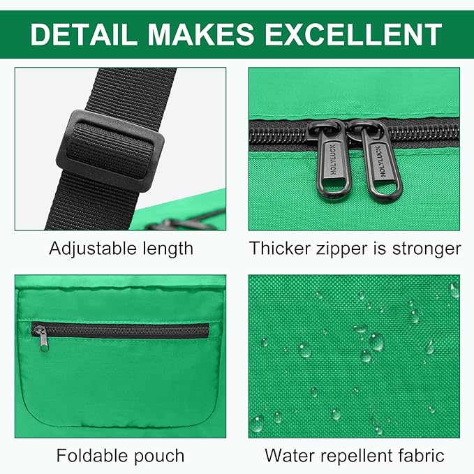 HOLYLUCK Foldable Travel Duffel Bag For Women & Men Luggage Great for Gym - Kelly green