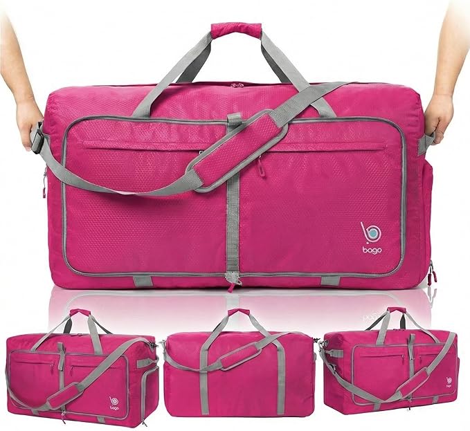 Bago Extra Large Duffle Bag for Travel Women & Men. Durable, Lightweight, Foldable Travel Duffel Bags For Traveling Women. 120L Duffle Bags Use As a Weekender Bag with Shoe Compartment, Checked Duffel