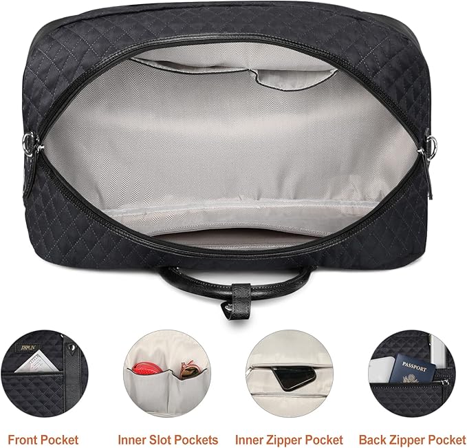 Weekender Bag for Women, Large Overnight Bag Canvas Travel Duffel Bag Carry On Tote with Shoe Compartment 21" 3Pcs Set
