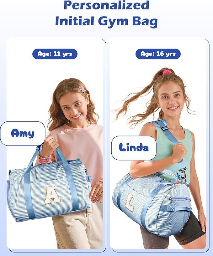 Birthday Gifts for Daughter, Girls Travel Duffle Bag, Kids Initial Overnight Bags with Shoe Compartment, Customized Weekender Bag with Makeup Pouch, Gift for Cheerleader Girl (Letter Z)