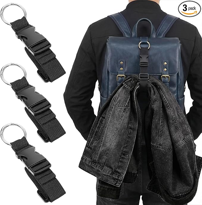 Nogeqi 3 Pcs Add a Bag Luggage Straps, Gripper Jacket Holder Strap, Adjustable Suitcase Belt Straps, Make Your Hands Free, Travel Accessories for Connecting Luggage and Backpack, Black