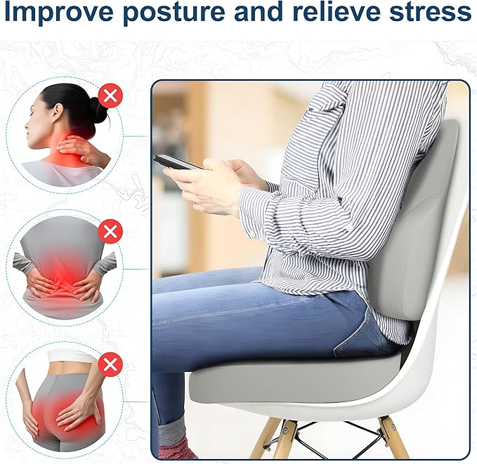 Memory Foam Cusion, Relief Pressure Seat Cusion for Office Chairs & Car Seat, Ergonomic Design Seat Cusion for Tailbone Pain Relief, Sciatica & Back Support