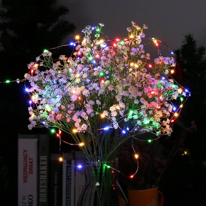 Joomer Fairy String Lights 66FT 200LED Plug in Lights Indoor, Multicolor | Silver Wire, String Light DIY for Bedroom, Parties, Wedding, Christmas, Outdoor, Indoor Decoration (Non-Connectable)