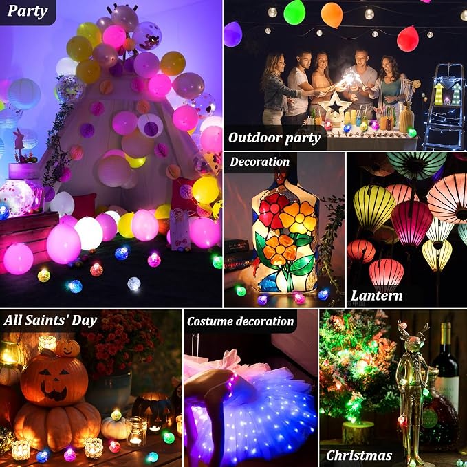 AIKEI 100pcs LED Balloon Lights, Purple Mini Balls Lights,Long Standby Time Party Lamps,Waterproof for Valentine's Day Wedding Paper Lantern Christmas Birthday Party Decoration