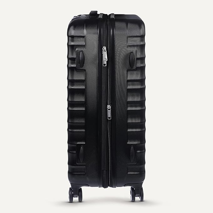 Amazon Basics 26" Hardside Medium Checked Luggage, Expandable For Up to 15% More Space, With Scratch-Resistant Surface, Four Multi-directional Wheels, Black