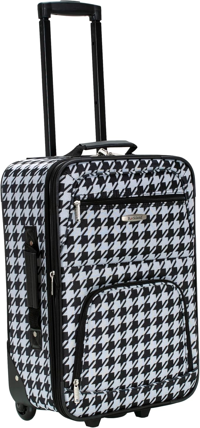 Rockland Fashion Softside Upright Luggage Set, Expandable, Kensington, Black and White, 2-Piece(14/19)