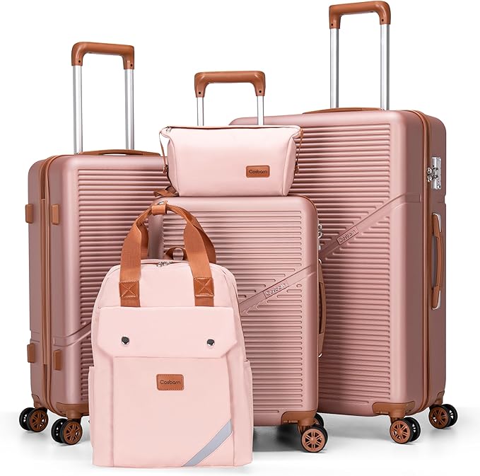Luggage Sets 5 Piece Suitcases with Wheels, Suitcase Set ABS Hard Case Luggage with TSA Lock Spinner Wheels Durable Travel Luggage (5-Piece Set(20"/24"/28"))
