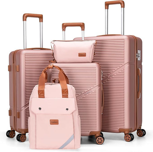 Luggage Sets 5 Piece Suitcases with Wheels, Suitcase Set ABS Hard Case Luggage with TSA Lock Spinner Wheels Durable Travel Luggage (5-Piece Set(20"/24"/28"))