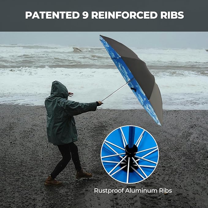 ZDSSM Compact Inverted Travel Umbrella, Automatic Open Close, 9-Rib 46 Inch Windproof Umbrella, Waterproof UPF 50+, Portable Umbrellas for Men, Women, Travel, and Daily Use