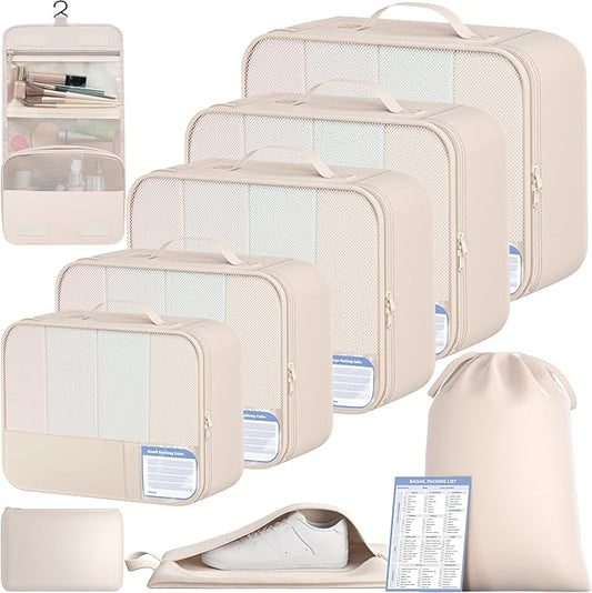 BAGAIL 9 Set Packing Cubes with Packing List Luggage Packing Organizers for Travel Accessories