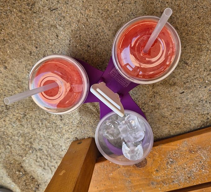 CarryAround Fold Away Cup Carrier/Caddy [MADE IN UK] [PURPLE] Take-Out Coffee Soft Drink Pint Beer Beverage Holder, Sturdy Reusable Pocket Size, Festival Sports Gigs Easy safe - hot drinks, 2,3,4 cups