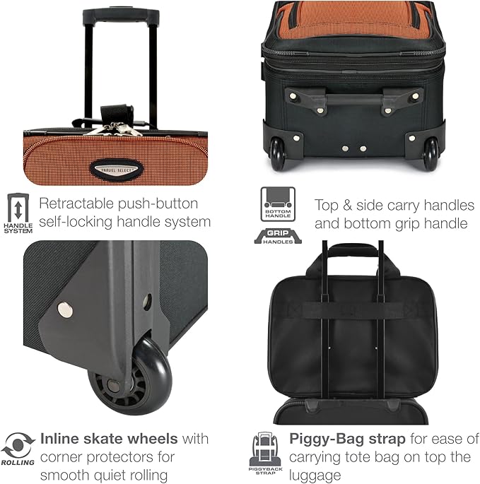 Travel Select Amsterdam Softside Expandable Luggage with Rolling Wheels, Red, 2-Piece Set (15/21)