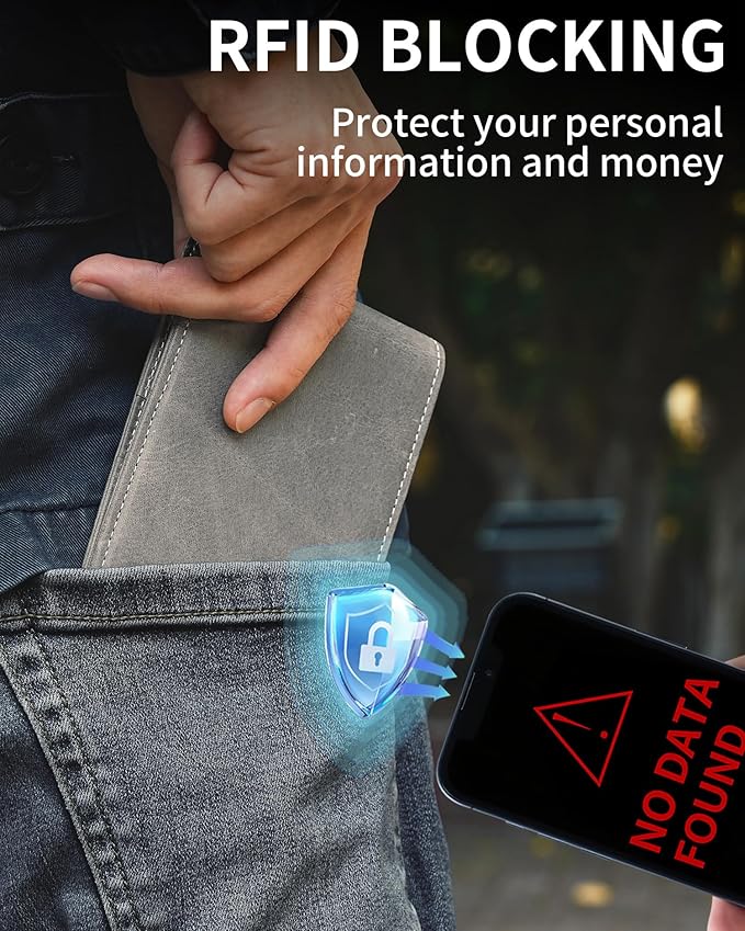 Artpaxy Mens Wallet Bifold Genuine Leather RFID Blocking Wallet for Men with 1 ID Windows 13 Card Holders 2 cash pockets 1 Gift Box