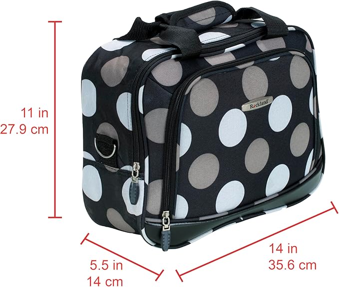 Rockland Fashion Softside Upright Luggage Set, Expandable, New Black Dot, 2-Piece (14/19)