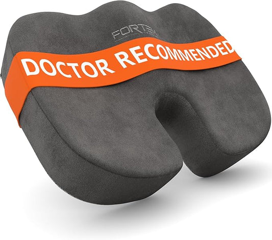 FORTEM Seat Cushion, Office Chair Cushion, Desk Chair Memory Foam, Sciatica Coccyx Tailbone Pain Relief, Pressure Relief, Sitting Pad, for Long Gaming & Sitting, Washable Cover, Non Slip
