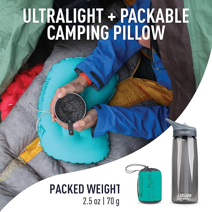 Sea to Summit Aeros Ultralight Inflatable Camping and Travel Pillow, Large, Sea Foam