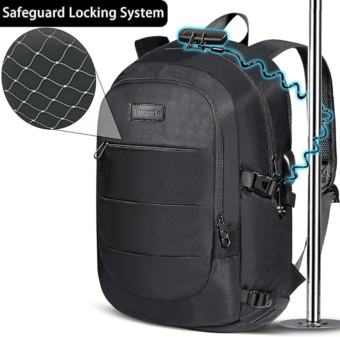 Tzowla 40 Liter Anti Theft Backpack with Giant Tumbler Holder Pocket and Lock,17.3 Inch Laptop Backpack