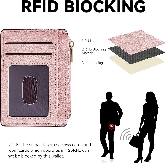 Tipmile Credit Card Holder for Women Slim Minimalist Front Pocket RFID Blocking Wallet Small Compact Card Case with ID Window, Dusty Pink