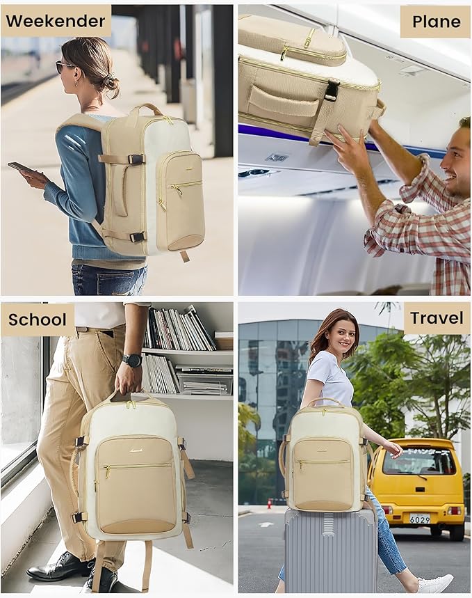LOVEVOOK 50L Large Travel Backpack for Women & Men, Carry On Airline Approved, Waterproof Travel Essentials Fits 18" Laptop, TSA Personal Item Travel Bag Sports Backpack with 3 Packing Cubes