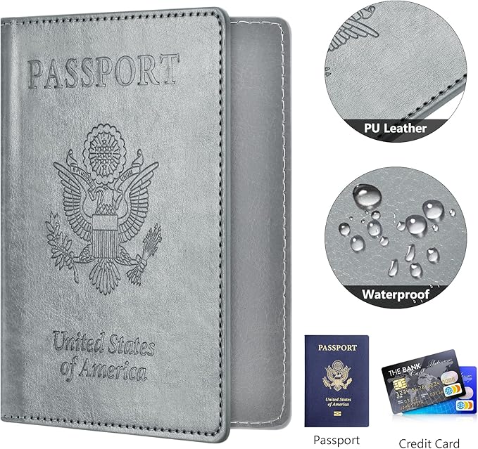 Eoehro Passport Holder for Travel Essentials-2Pack, Passport Wallet Cover Case for Travel Must Haves Accessories,Passport Book Holders for Women and Men