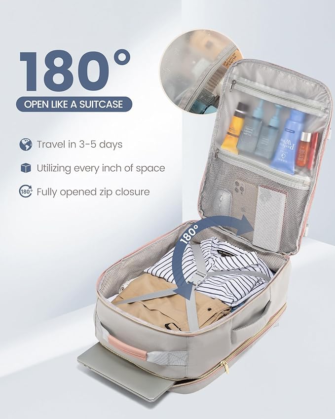 LOVEVOOK 50L Travel Backpack for Women Men,Waterproof Airline Approved Carry On Luggage Travel Essentials,TSA Carry On Backpack Personal Item Travel Bag Suitcase Weekender Traveling with Packing Cubes