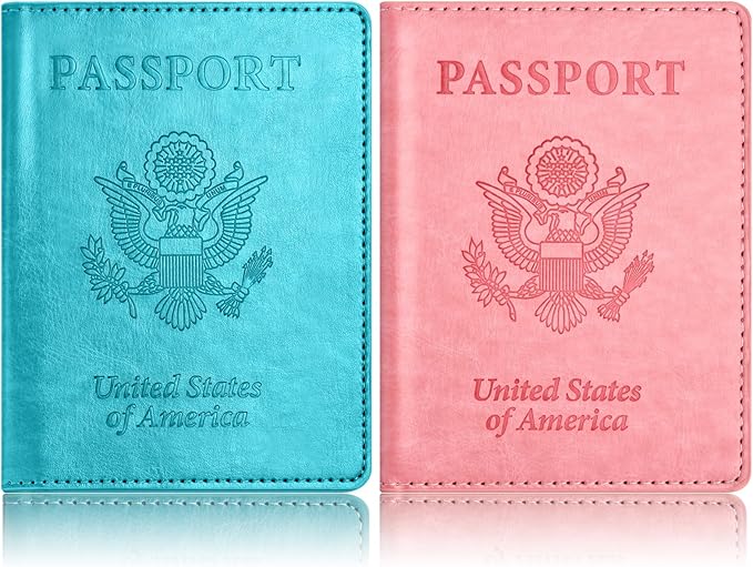 Eoehro Passport Holder for Travel Essentials-2Pack, Passport Wallet Cover Case for Travel Must Haves Accessories,Passport Book Holders for Women and Men