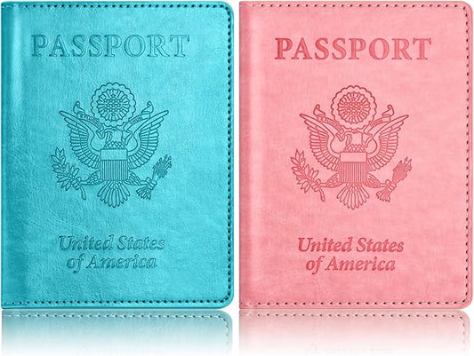 Eoehro Passport Holder for Travel Essentials-2Pack, Passport Wallet Cover Case for Travel Must Haves Accessories,Passport Book Holders for Women and Men