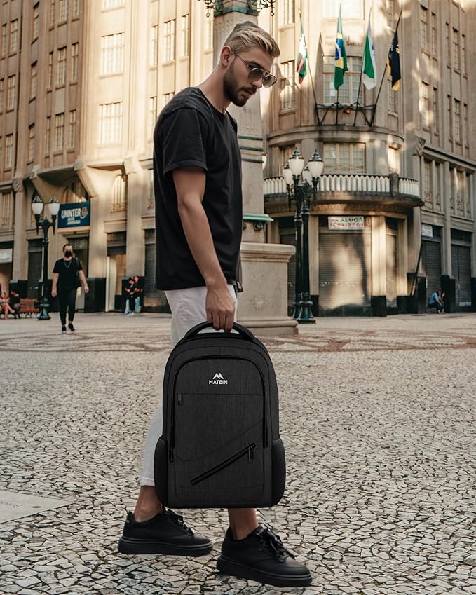 MATEIN 15.6 Inch Backpack for Men Women, 20 L Personal Item Casual Backpack Airline Approved, Water Resistant Laptop Computer Backpack with Multiple Organized Pockets, Black