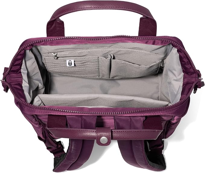 Baggallini Soho Backpack - Travel Laptop Backpack for Women - Lightweight Water-Resistant Luggage Bag, Mulberry