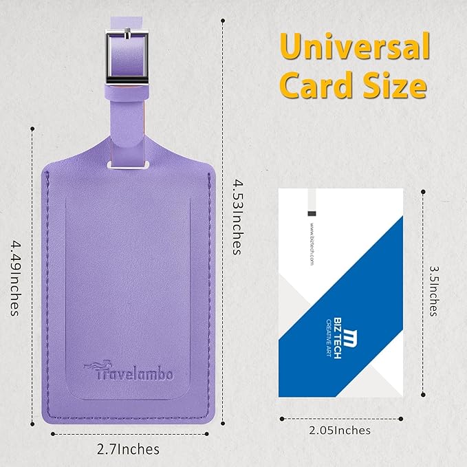 Travelambo 16 Pack Luggage Tags for Suitcases Privacy Protection Bag Tags Faux Leather Travel Accessories Essential, Classic Purple