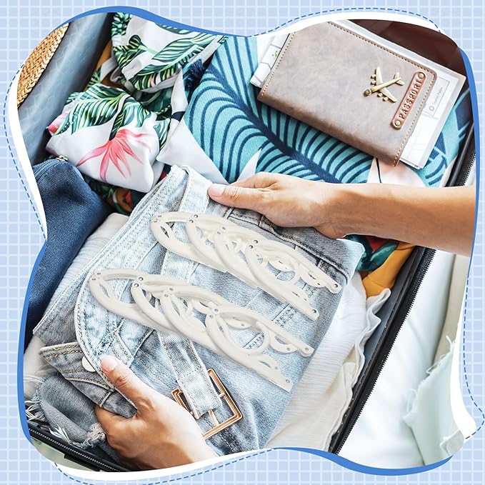 Sieral 40 Pcs Foldable Travel Hangers Plastic Portable Folding Clothes Hangers Cruise Ship Essentials for Travel Cruises Suitcase Dormitory School Hotel Women Laundry Coat Bag Drying (White)