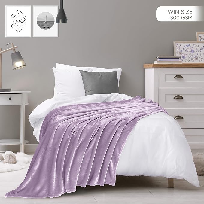 Utopia Bedding Fleece Blanket Twin Size Lilac 300GSM Luxury Anti-Static Fuzzy Soft Microfiber Bed Blanket (60x80 Inch)