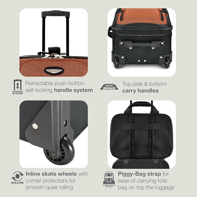 Travel Select Amsterdam Softside Expandable Luggage with Rolling Wheels, Navy, 21-Inch Carry-on