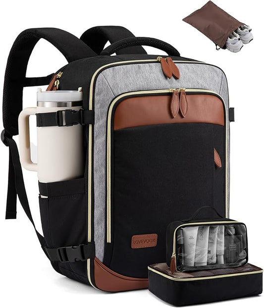 LOVEVOOK 40L Travel Backpack Carry On Airline Approved, Large Backpack with 3 Packing Cubes, TSA Travel Essentials Carry On Bag, Waterproof Weekender Overnight Luggage Daypack, Fits 17.3 Inch Laptop