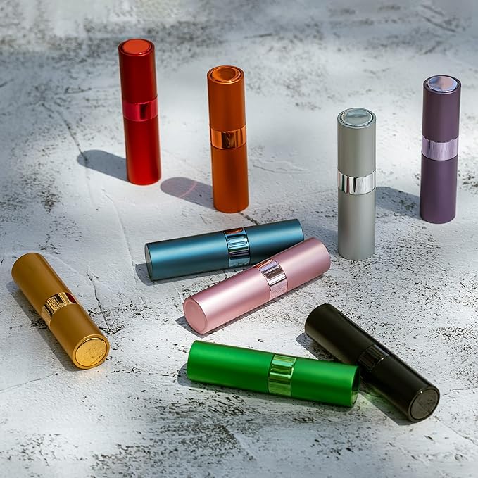 LISAPACK Atomizer Perfume 8ML Spray Bottle for Travel (9PCS), Empty Refillable Cologne Dispenser, Portable Sprayer for Men and Women (Multi-colored)