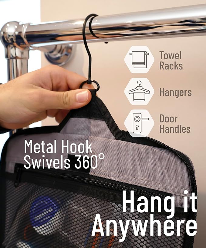 D&D Wanderlust D&D Hanging Travel Toiletry Bag for Men and Women – Cosmetics, Makeup and Toiletries Organizer Kit with 10 Compartments